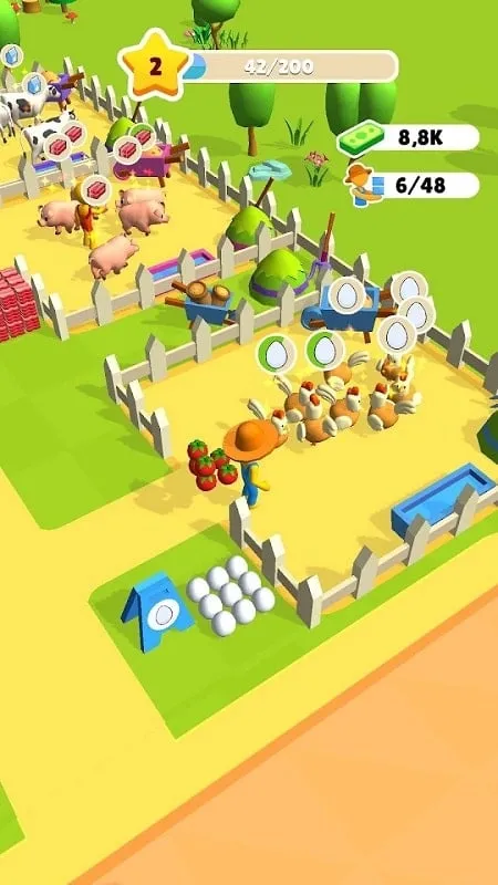 A screenshot showing the diverse range of crops and livestock available in My Farm Land.