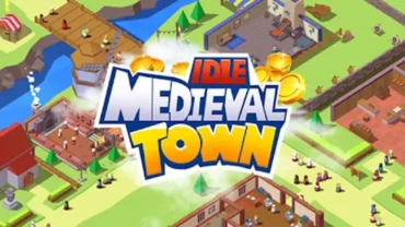 A thriving medieval town in Idle Medieval Town.