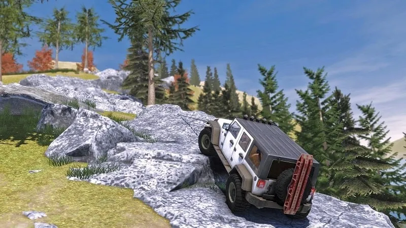 A truck navigating a steep incline with a heavy load in Offroad Masters.