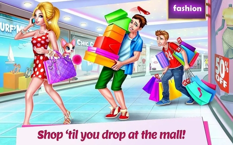 A variety of clothing options in Shopping Mall Girl mod.