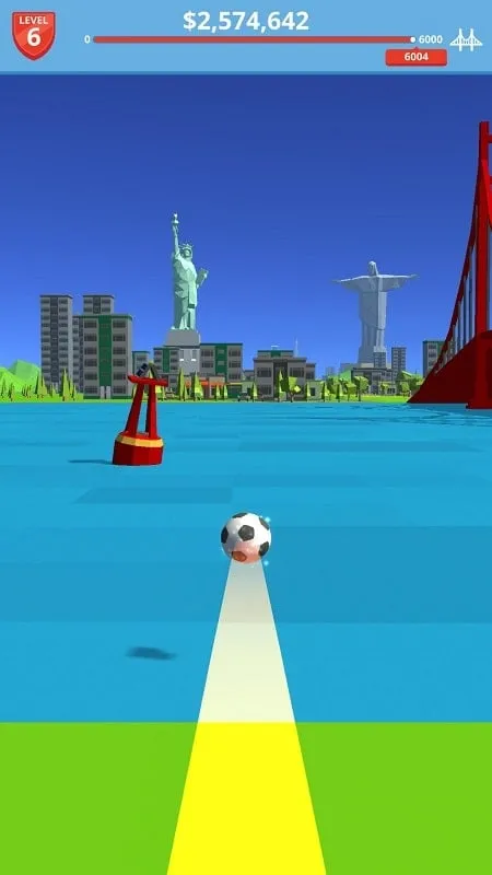 A view of various landmarks in Soccer Kick.