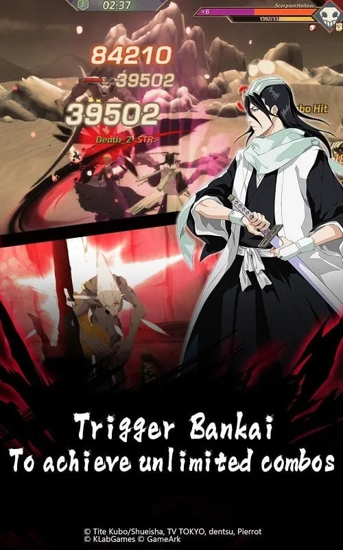 Accessing the in-game mod menu in BLEACH Mobile 3D.