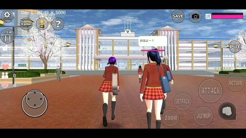 Accessing the mod menu in SAKURA School Simulator.