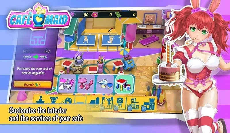 Accessing the mod menu within the Cafe Maid game.