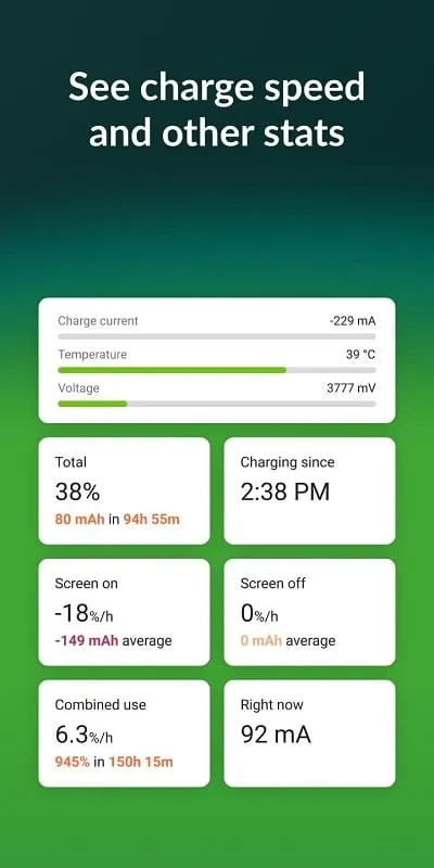 AccuBattery mod interface showing premium features