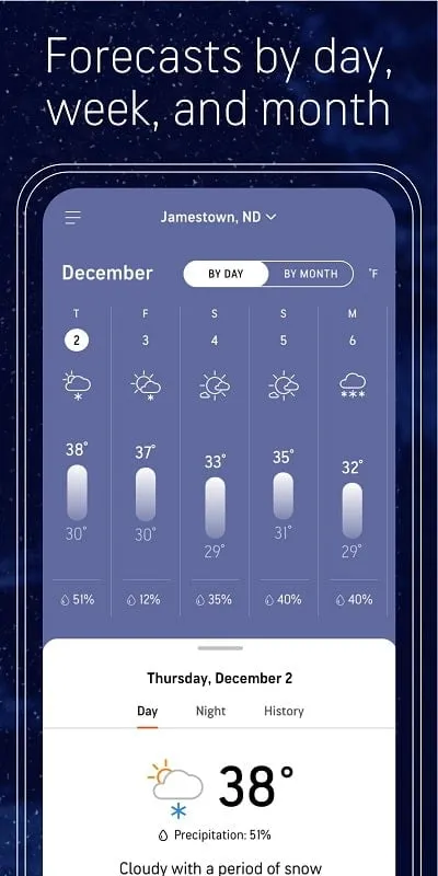 AccuWeather weather map with detailed information