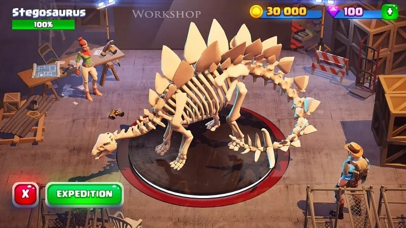 Activating unlimited digging moves in Dinosaur World mod.