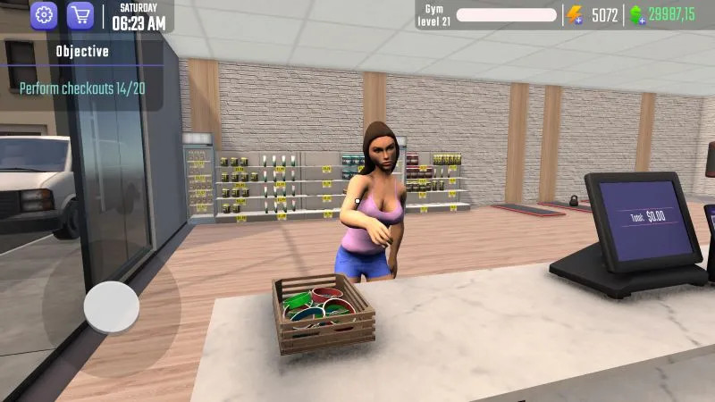 Adjusting the graphics setting of Gym Simulator 3D Fitness Store to improve performance.