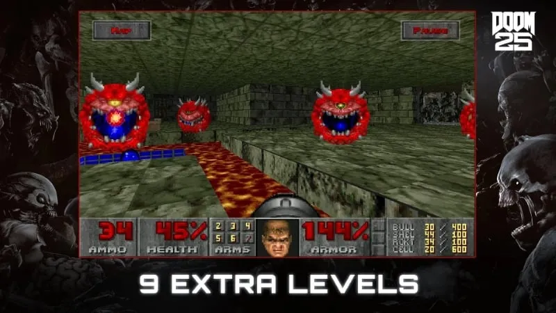 Adjusting the graphics settings in the DOOM game options menu.