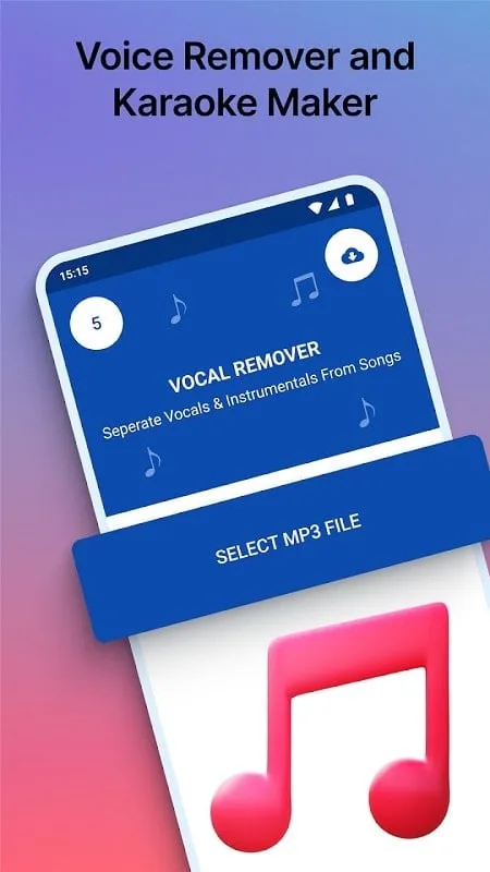 AI Vocal Remover Karaoke mod interface showing premium features