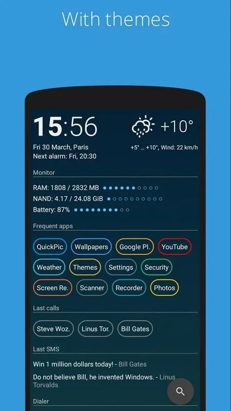 AIO Launcher hiển thị giao diện đơn giản nhưng giàu tính năng trên thiết bị Android