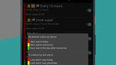 Alarm and pill reminder mod interface showing premium features