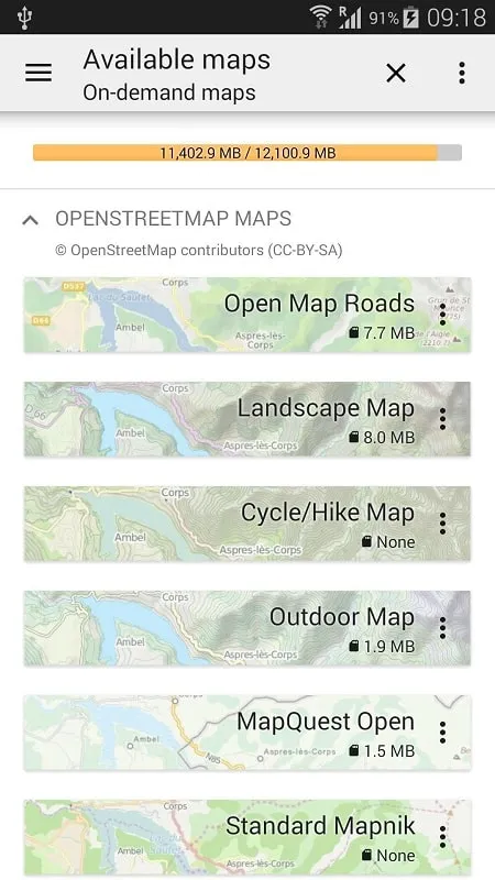 All In One Offline Maps mod interface showing how to download maps