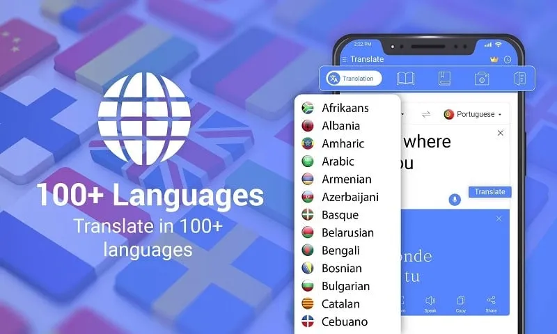 All Language Translate App Mod exibindo a tradução de documentos