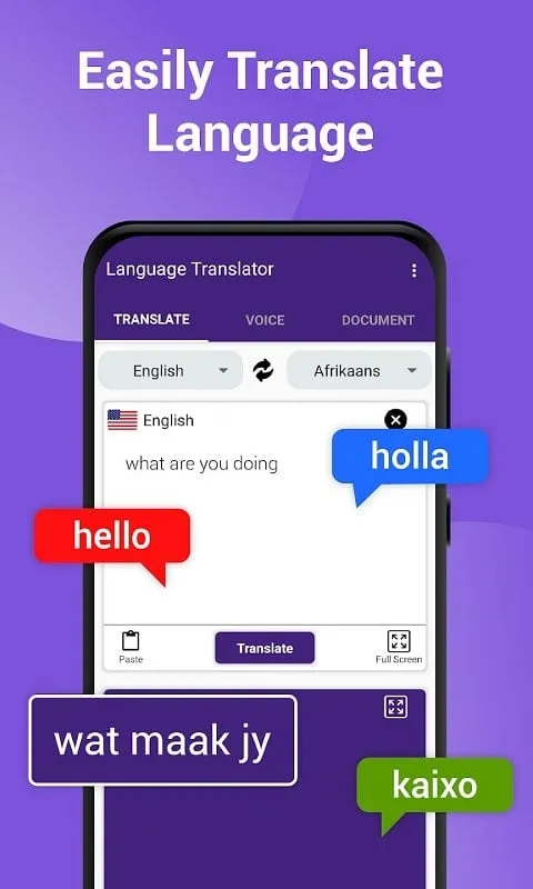 Interfaz de chat de All world Language Translator Mod APK