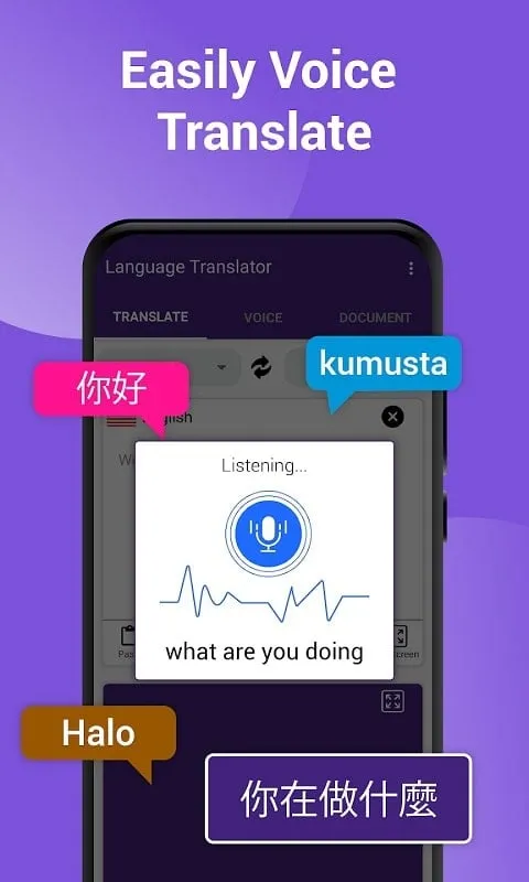 Menú de configuración de All world Language Translator MOD APK