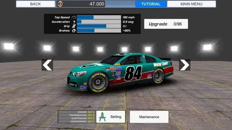 American Speedway Manager interface showcasing mod features