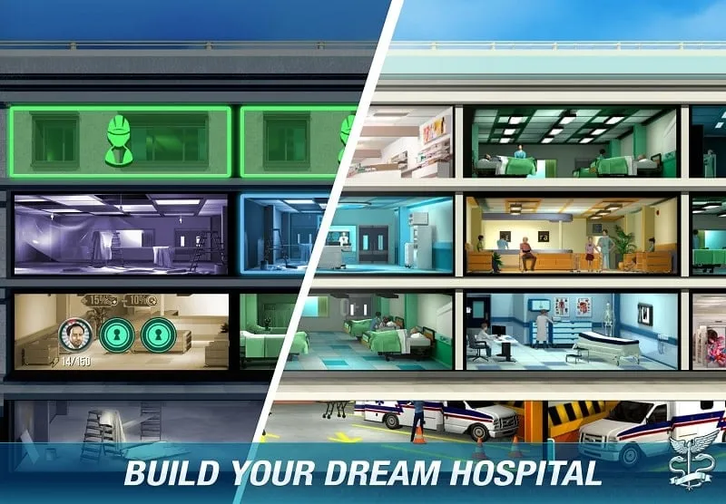 An in-game screenshot displaying the hospital management interface.