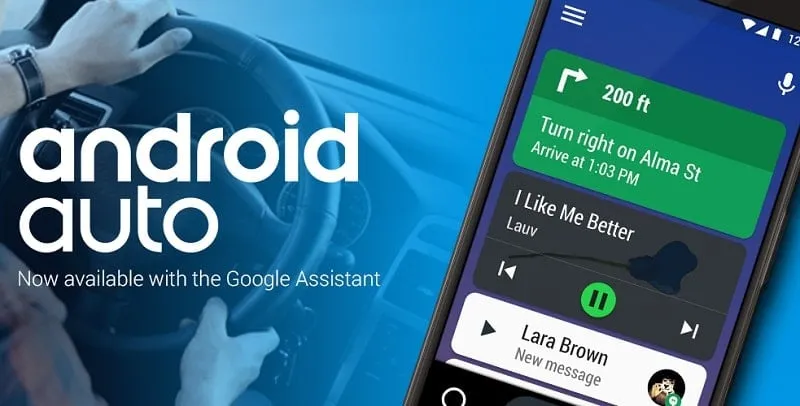 Interface do Android Auto exibida na tela de um carro