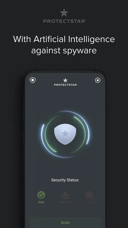 Interface do Anti Spy 4 Scanner Spyware Mod mostrando recursos premium