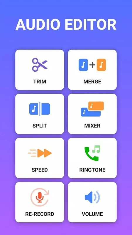 Audio Editor Ringtone Maker mod interface showing premium features