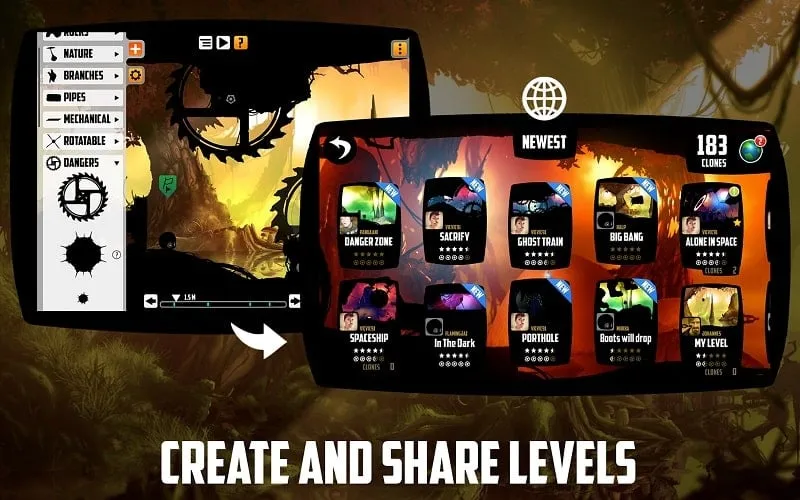 BADLAND's user interface showcasing available upgrades.