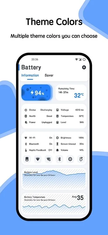 Battery manager and monitor mod interface showing premium features