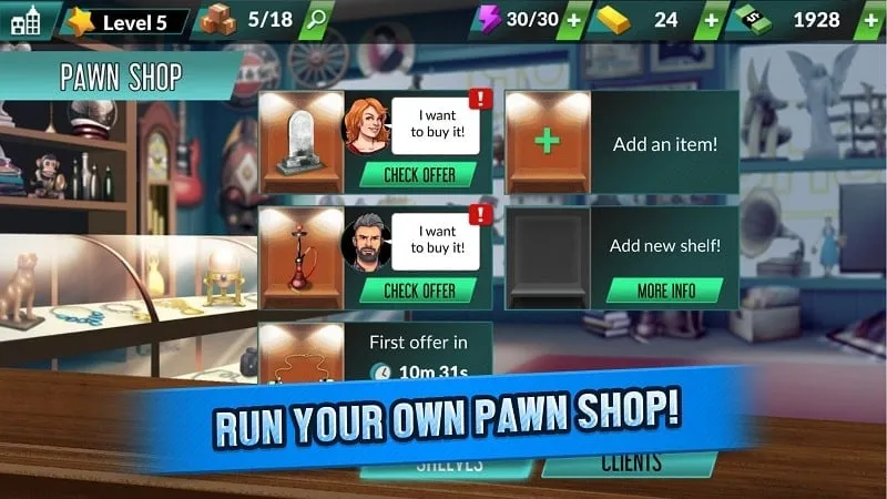 Bid Wars Pawn Empire mod gameplay screen