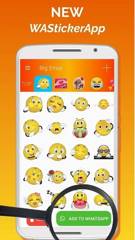 Big Emoji sticker for WhatsApp mod apk interface