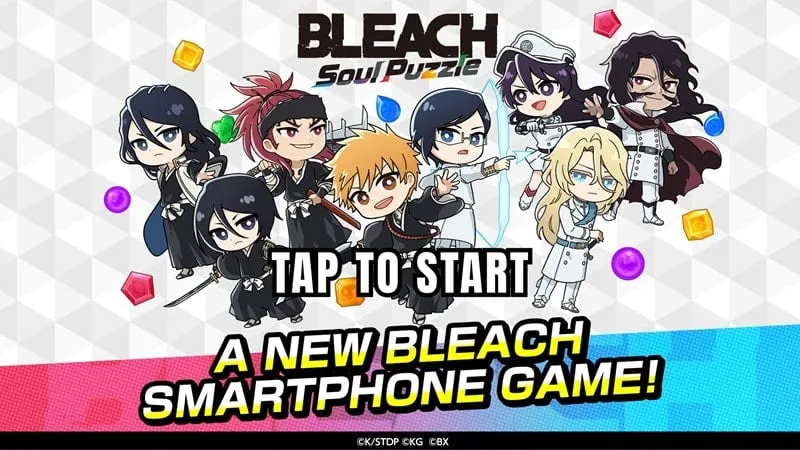 BLEACH Soul Puzzle gameplay screenshot showcasing characters and puzzle elements.