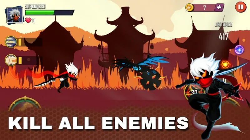 Blind Ninja Shadow Forest apk - explorando diversos entornos.