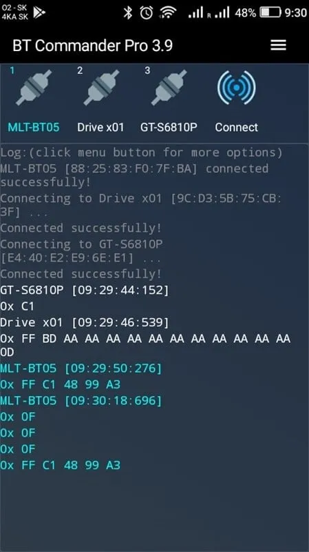 Bluetooth Commander Pro MOD APK control panel