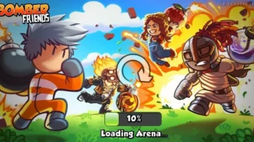 Bomber Friends game screen showing characters and gameplay.