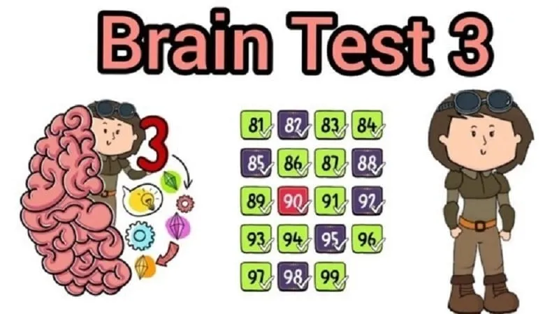 Brain Test 3 game interface with a challenging puzzle.