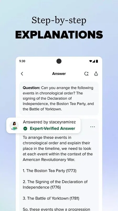 Brainly android showcasing detailed explanations