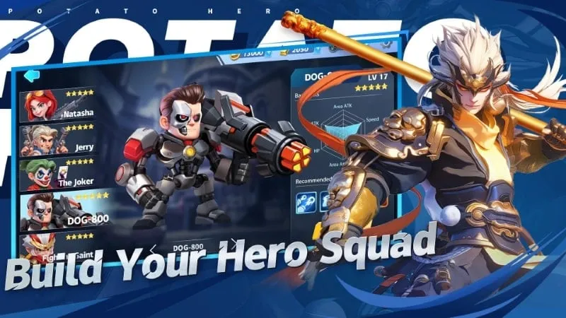 Building a powerful squad in Potato Hero.