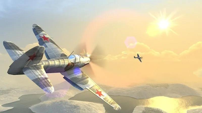 Building and defending the airbase in Warplanes: WW2 Dogfight MOD APK.