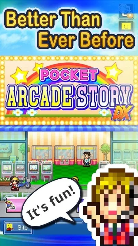 Building your retro arcade in Pocket Arcade Story DX.