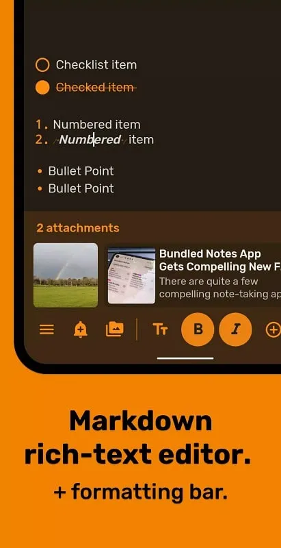 Bundled Notes mod interface showing premium features