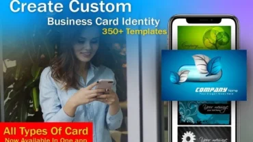 Business Card Logo Design mod interface showing premium features