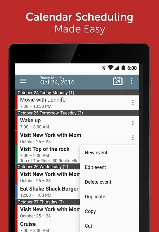 Calendar Schedule Planner displaying a widget on the home screen