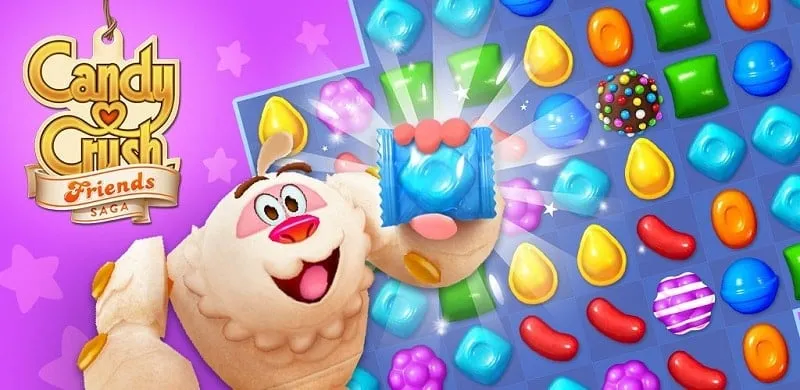 Hình ảnh gameplay Candy Crush Friends Saga trên điện thoại.