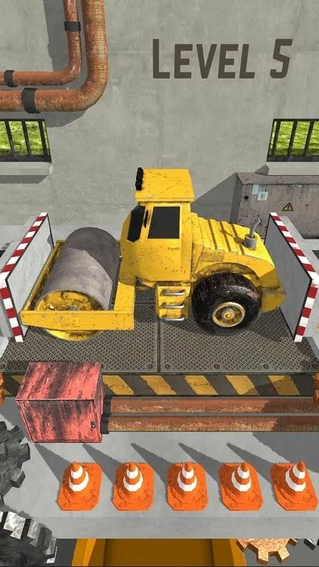 Car Crusher gameplay screenshot showing a car being crushed by a hydraulic press.