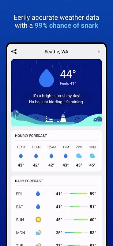 CARROT Weather mod interface demonstrating historical weather data access