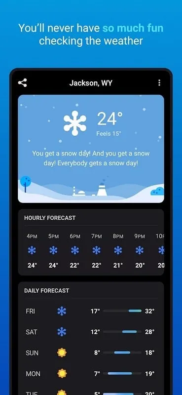 CARROT Weather mod interface displaying weather details