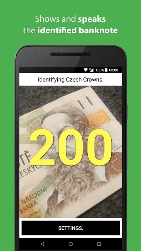 Cash Reader Mod APK identifying currency