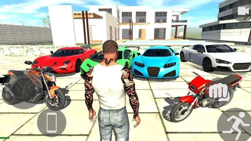 Character customization options unlocked by the mod in Indian Bikes Riding 3D.