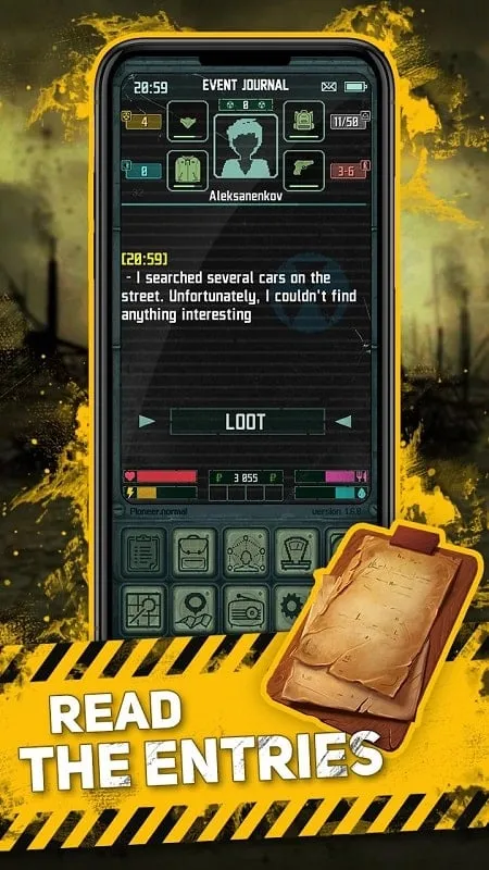 Character equipment screen in Pocket Survivor Expansion.