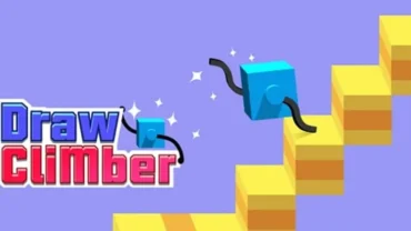 Character running on a complex track in Draw Climber.