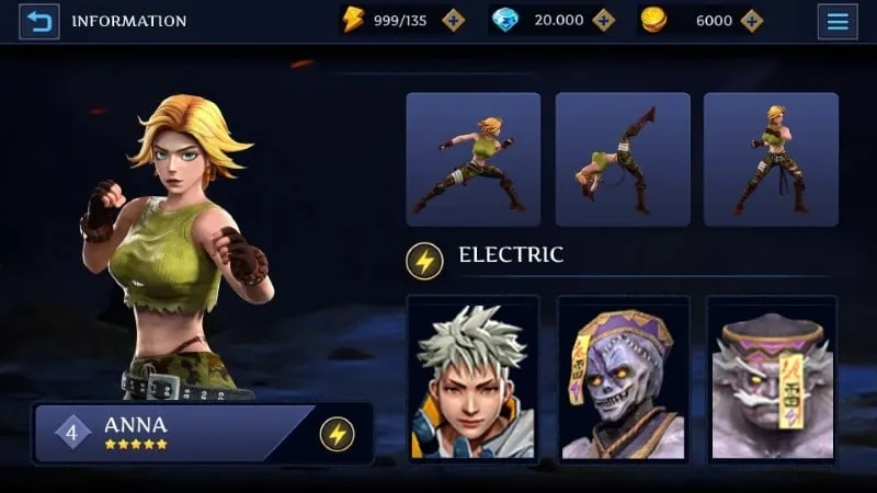 Character selection screen in Legend Fighter.